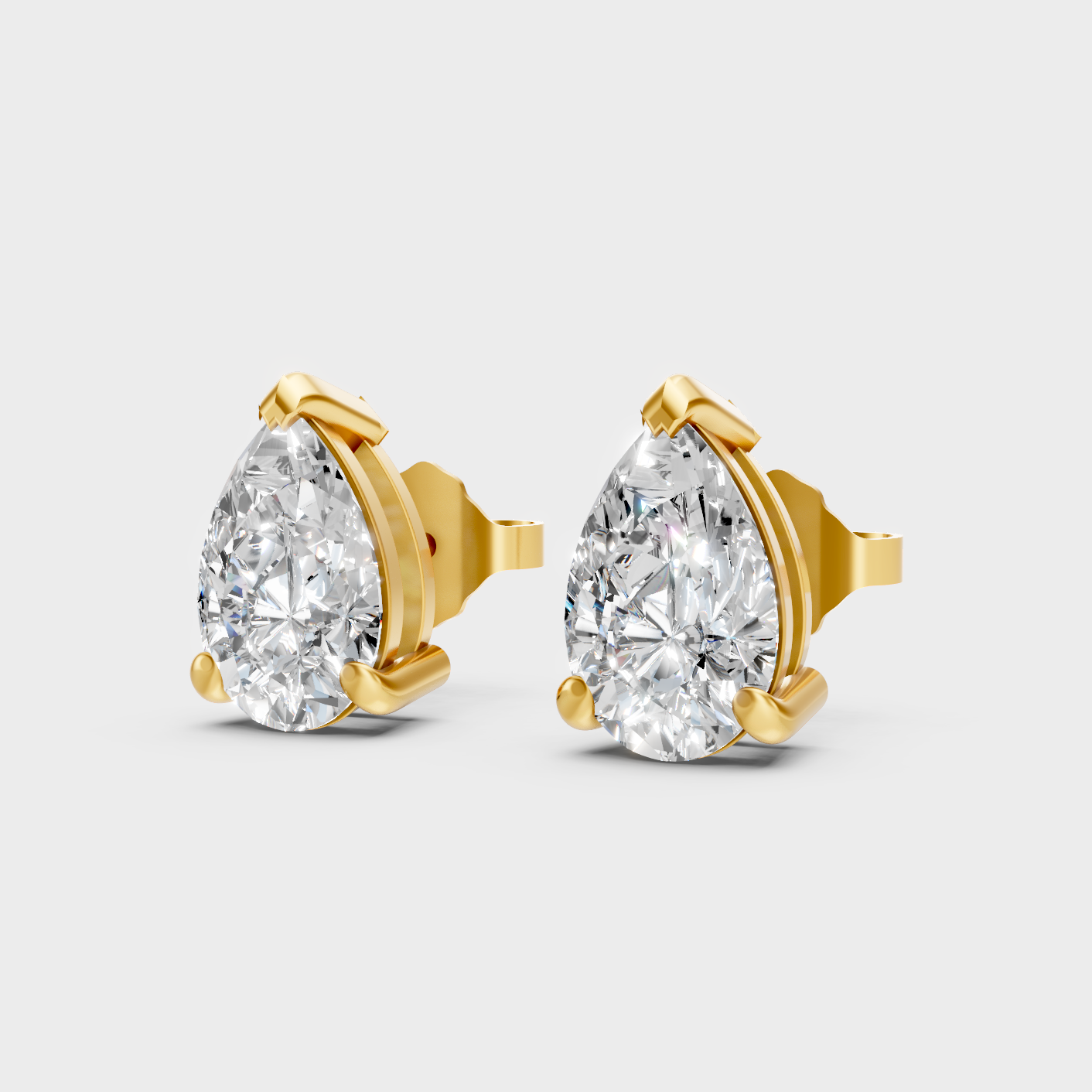 9K 14K 18K Yellow Gold Pear Diamond Earrings 2 To 10 Ct Lab Grown Fine Jewelry