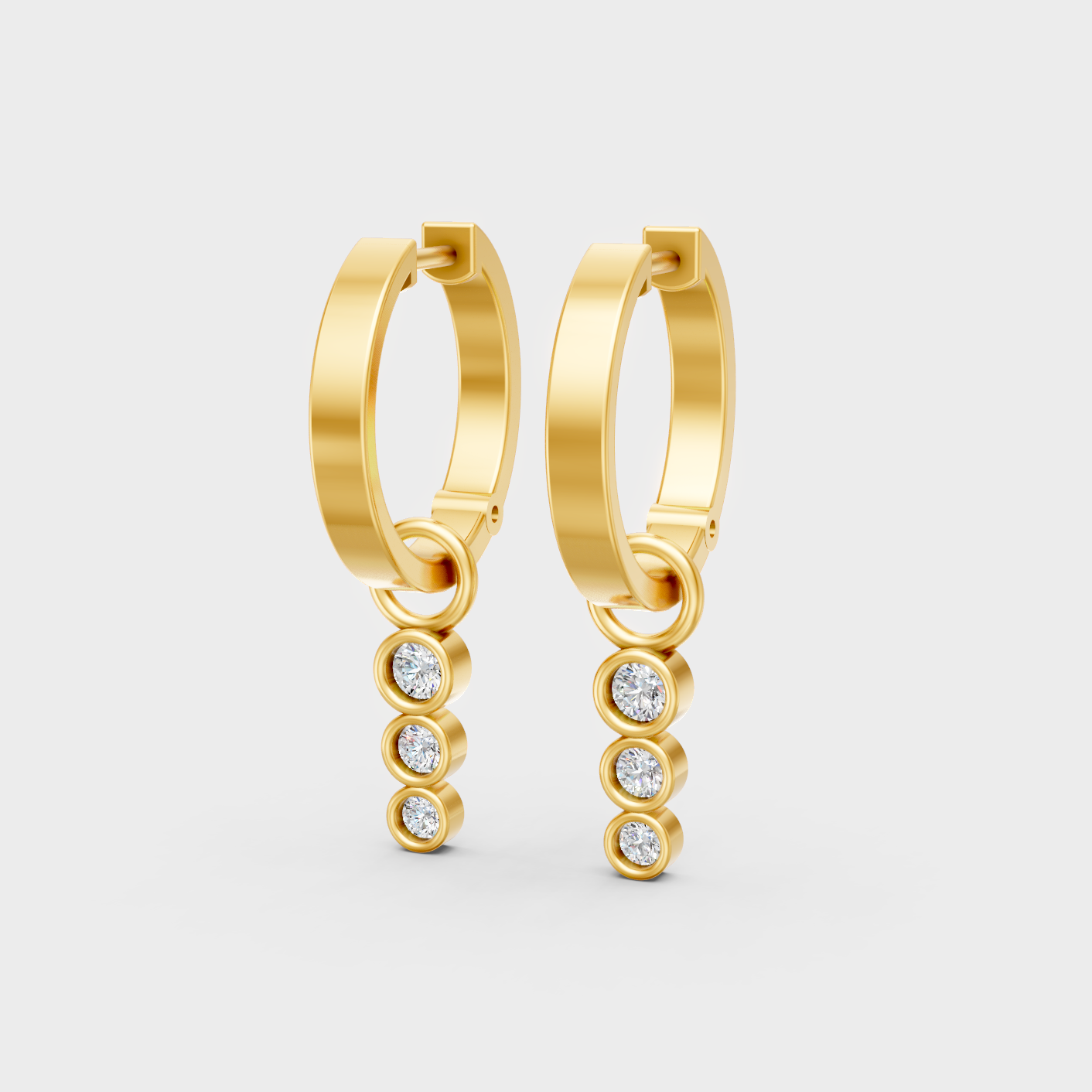 9K 14K 18K Yellow Gold Round Diamond Drop Earrings 0.19 Ct Lab Grown Fine Jewelry