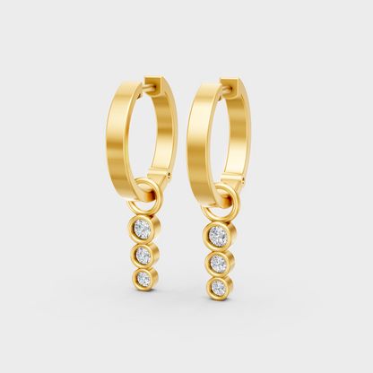 9K 14K 18K Yellow Gold Round Diamond Drop Earrings 0.19 Ct Lab Grown Fine Jewelry