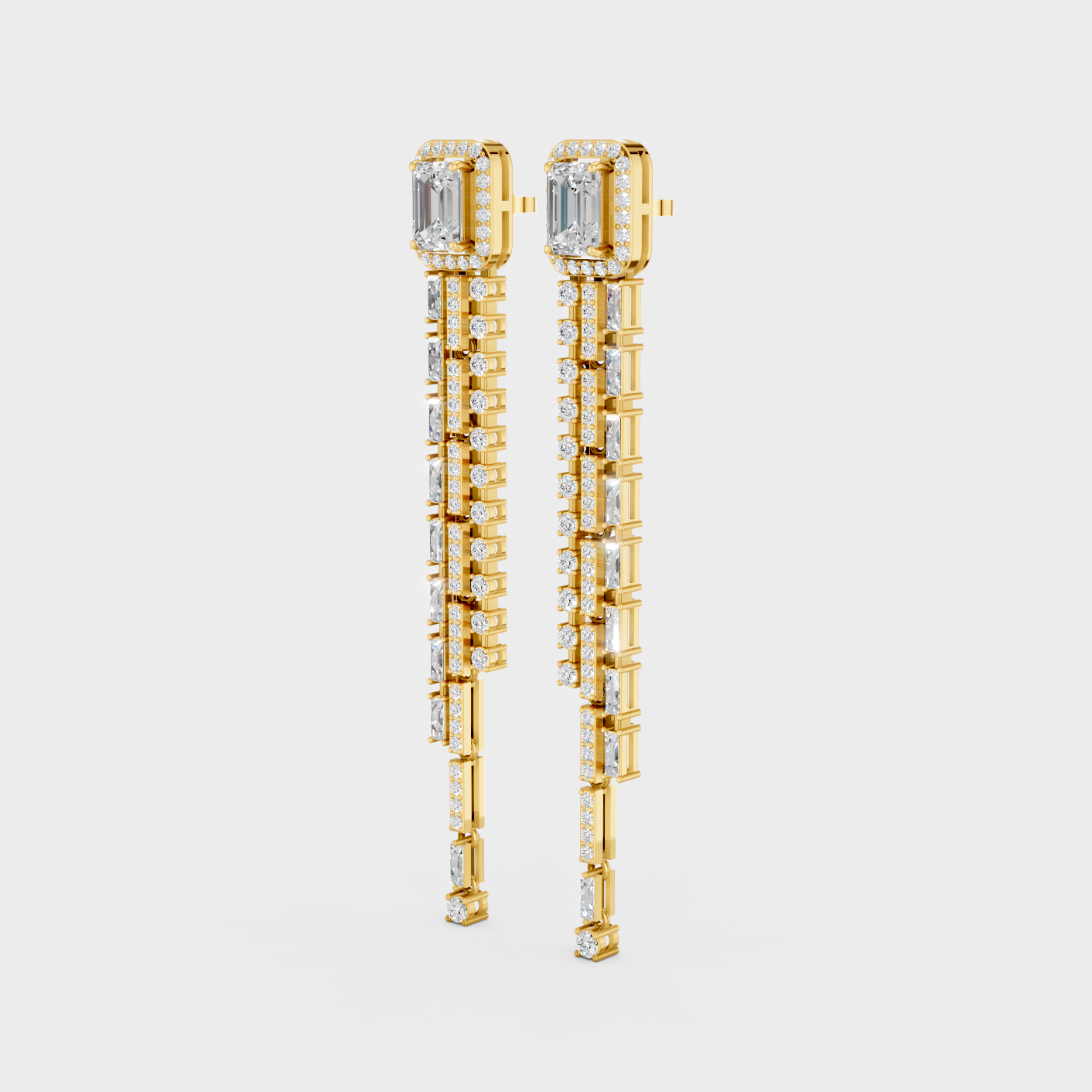 9K 14K 18K Yellow Gold Multi Shape Diamond Drop Earrings 4.25 Ct Lab Grown Fine Jewelry