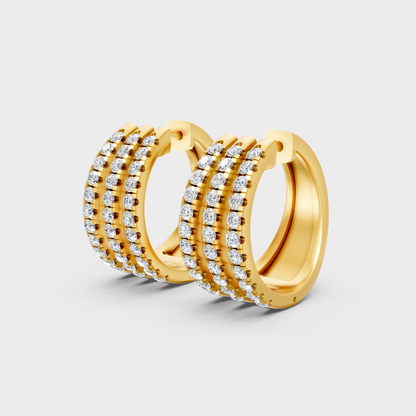 9K 14K 18K Yellow Gold Round Diamond Hoop Earrings 1.98 Ct Lab Grown Fine Jewelry