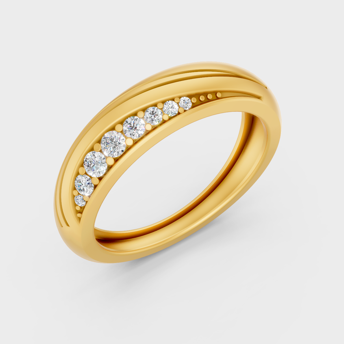 9K Yellow Gold Round-Shaped Lab-Grown Diamond Men’s Ring For Ethical Luxury
