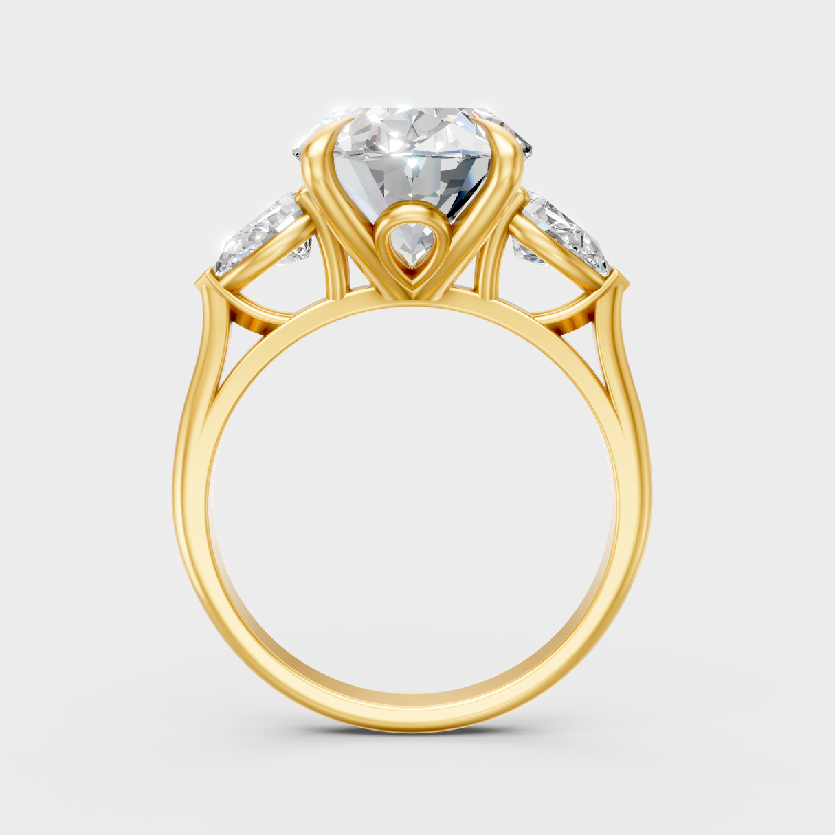Hallmarked 18K Yellow Gold Ring With  Oval Lab-Grown Diamond Detail