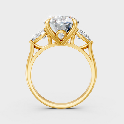 Hallmarked 18K Yellow Gold Ring With  Oval Lab-Grown Diamond Detail