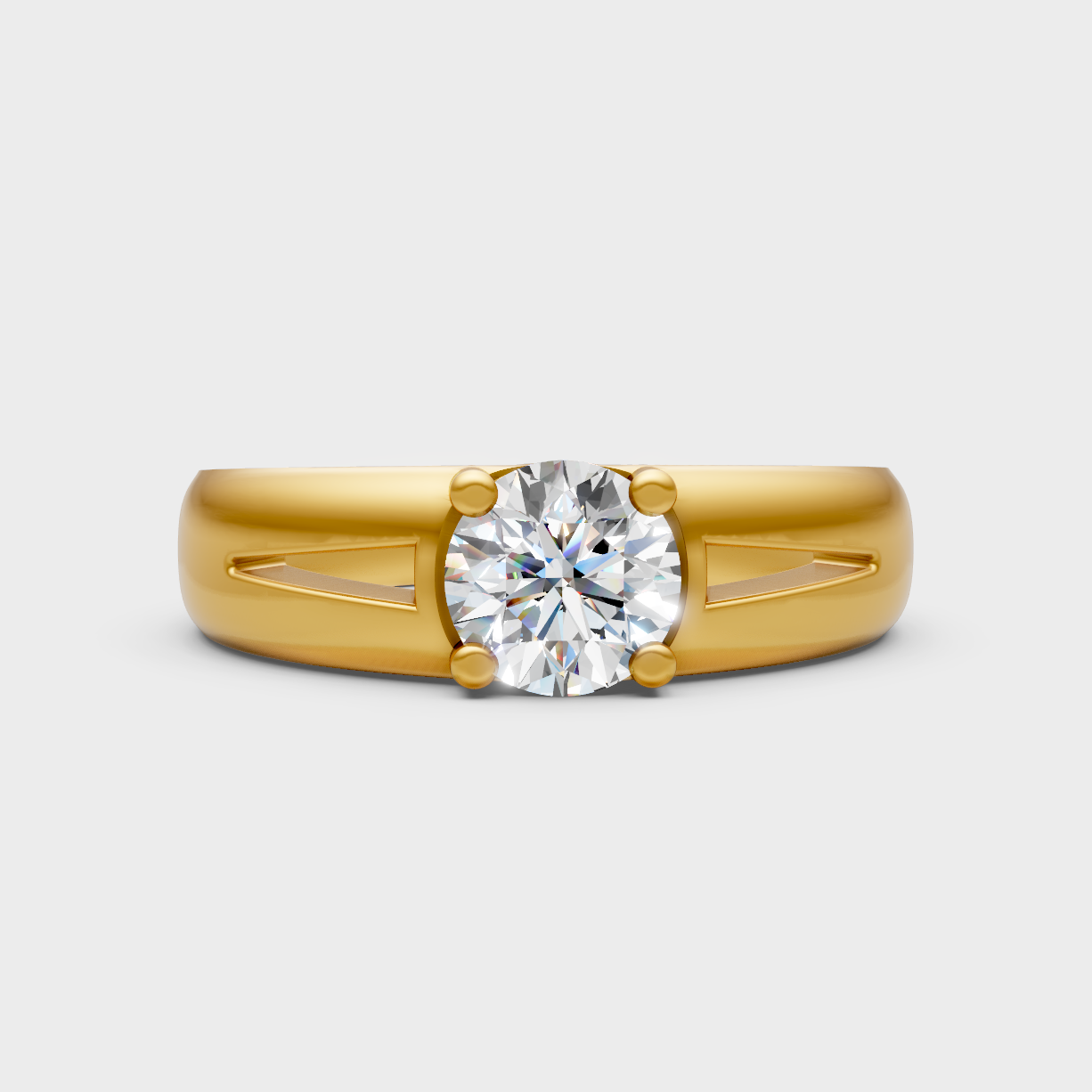 Certified 1.15 Carat Round-Cut Lab-Grown Diamond Solitaire Ring In 18K Yellow Gold