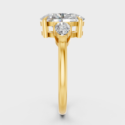Yellow Gold Anniversary Ring With Pear Side Diamonds