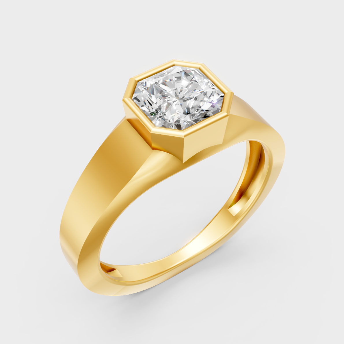 9K Yellow Gold Square-Shaped Lab-Grown Diamond Men’s Ring For Ethical Luxury