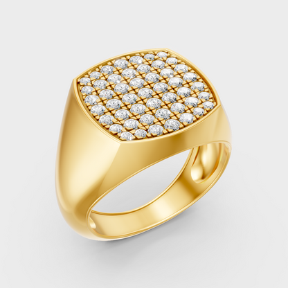 9K Yellow Gold Round-Shaped Lab-Grown Diamond Men’s Ring For Ethical Luxury