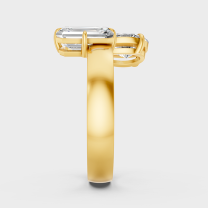 Yellow Gold Anniversary Ring With Pear And Emerald Diamonds