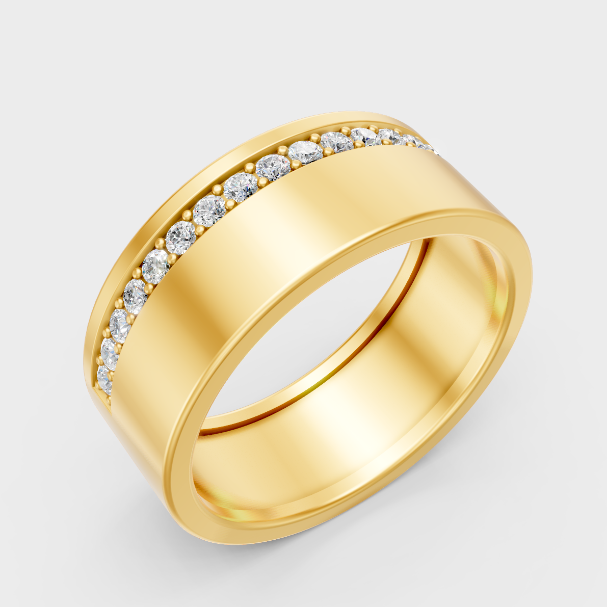 9K Yellow Gold Round-Shaped Lab-Grown Diamond Men’s Ring For Ethical Luxury