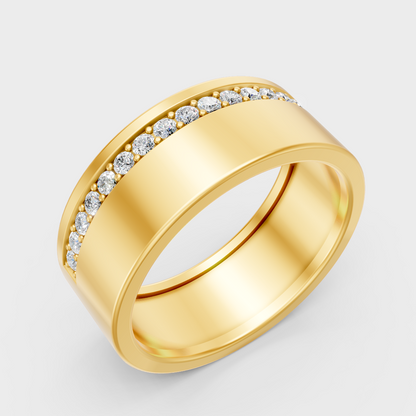 9K Yellow Gold Round-Shaped Lab-Grown Diamond Men’s Ring For Ethical Luxury