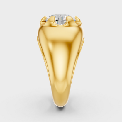 Elegant Mens Diamond Ring In Yellow Gold