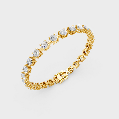 Brilliant Round Cut Diamond Bracelet Yellow Gold