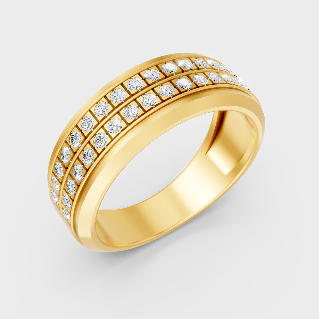 9K Yellow Gold Round-Shaped Lab-Grown Diamond Men’s Ring For Ethical Luxury