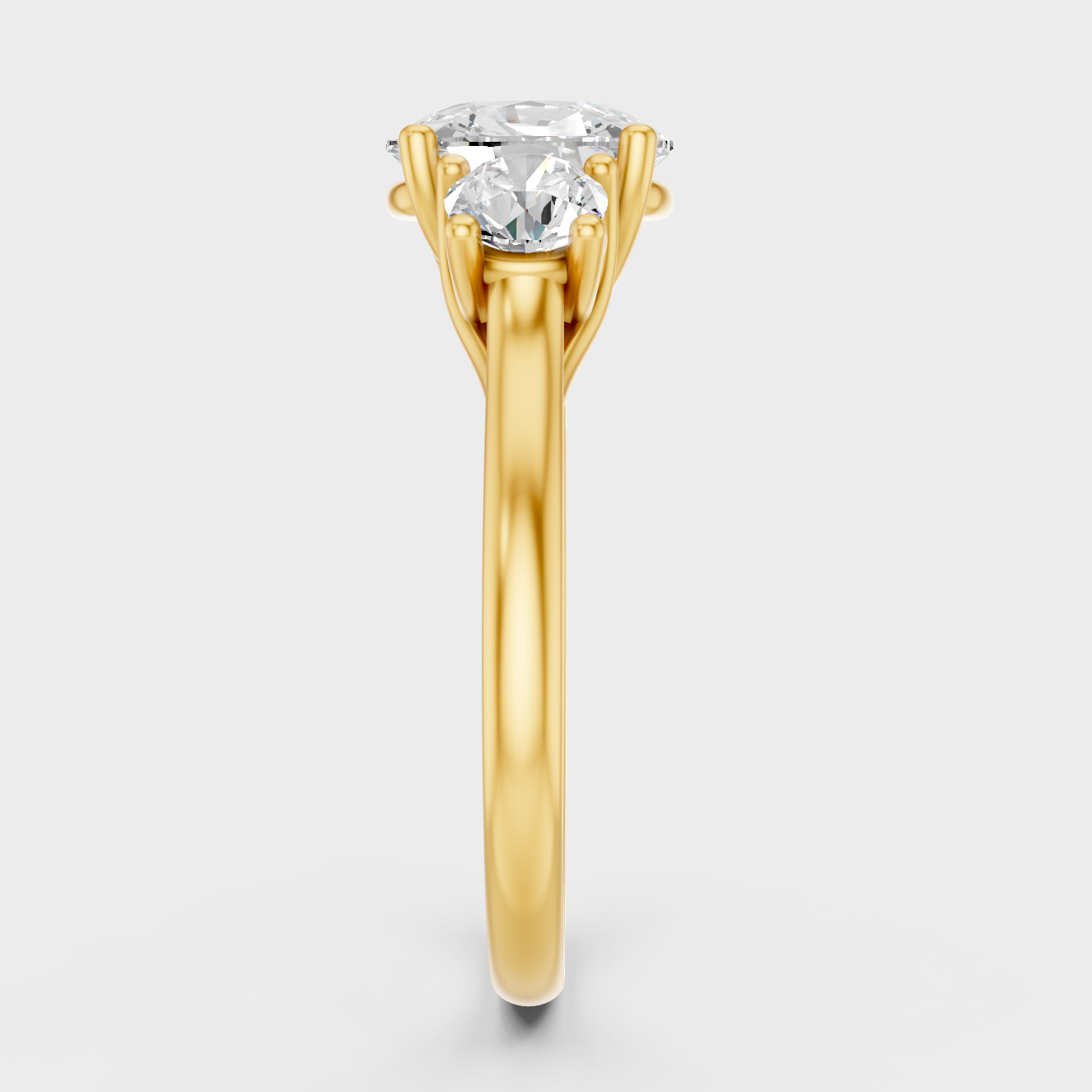 Yellow Gold Anniversary Ring With Round Side Diamonds