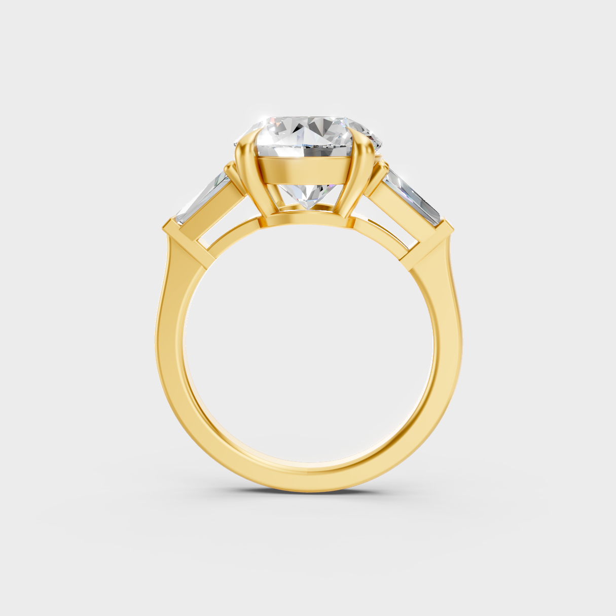Hallmarked 18K Yellow Gold Ring With Round Lab-Grown Diamond Detail
