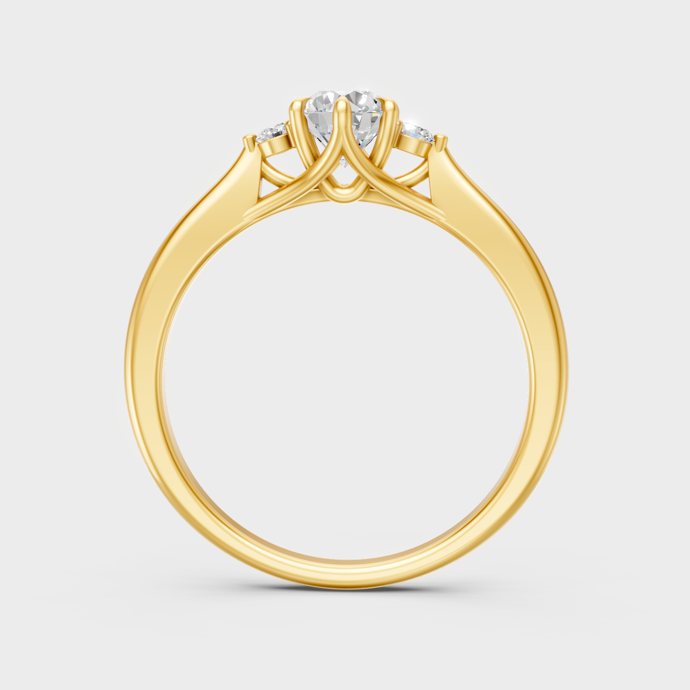  Radiant Yellow Gold Ring With Hallmarked 0.76Ct Round Lab-Grown Diamond Detail