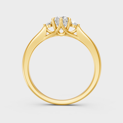  Radiant Yellow Gold Ring With Hallmarked 0.76Ct Round Lab-Grown Diamond Detail