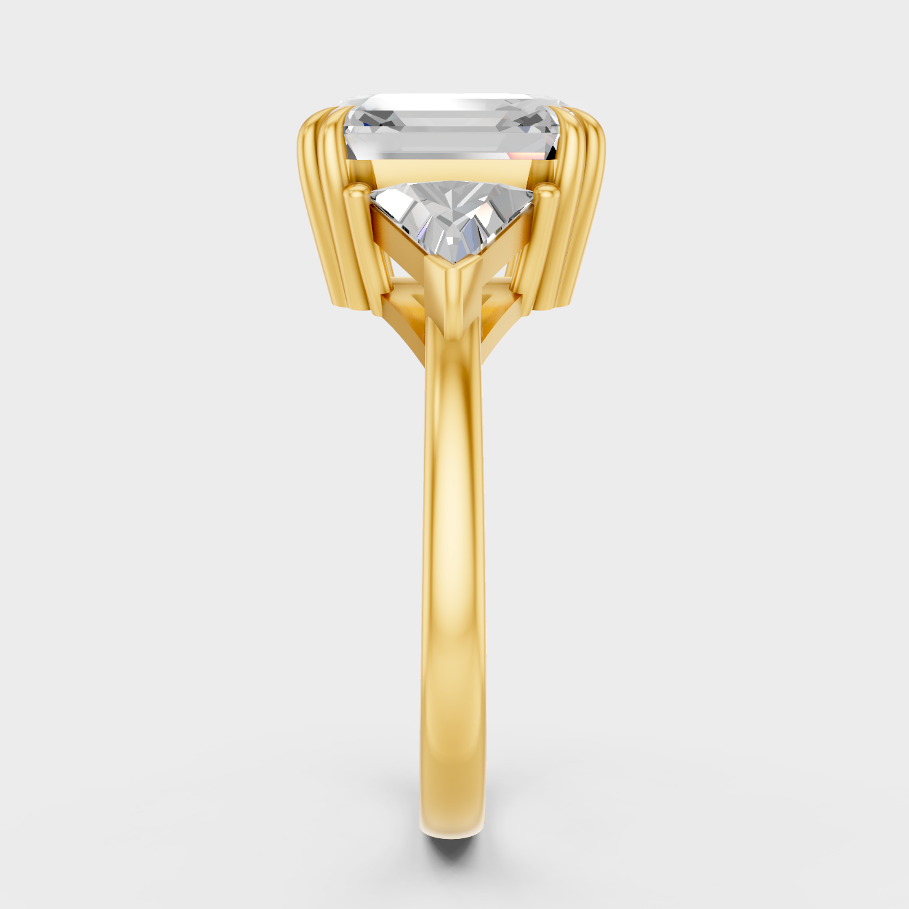 Yellow Gold Anniversary Ring With Triangle Side Diamonds