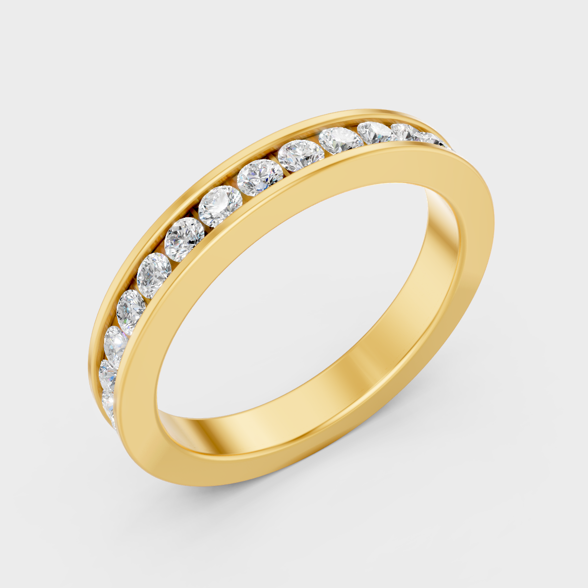 Radiant Yellow Gold Men’s Statement Band With Certified 1.08Ct Round Solitaire