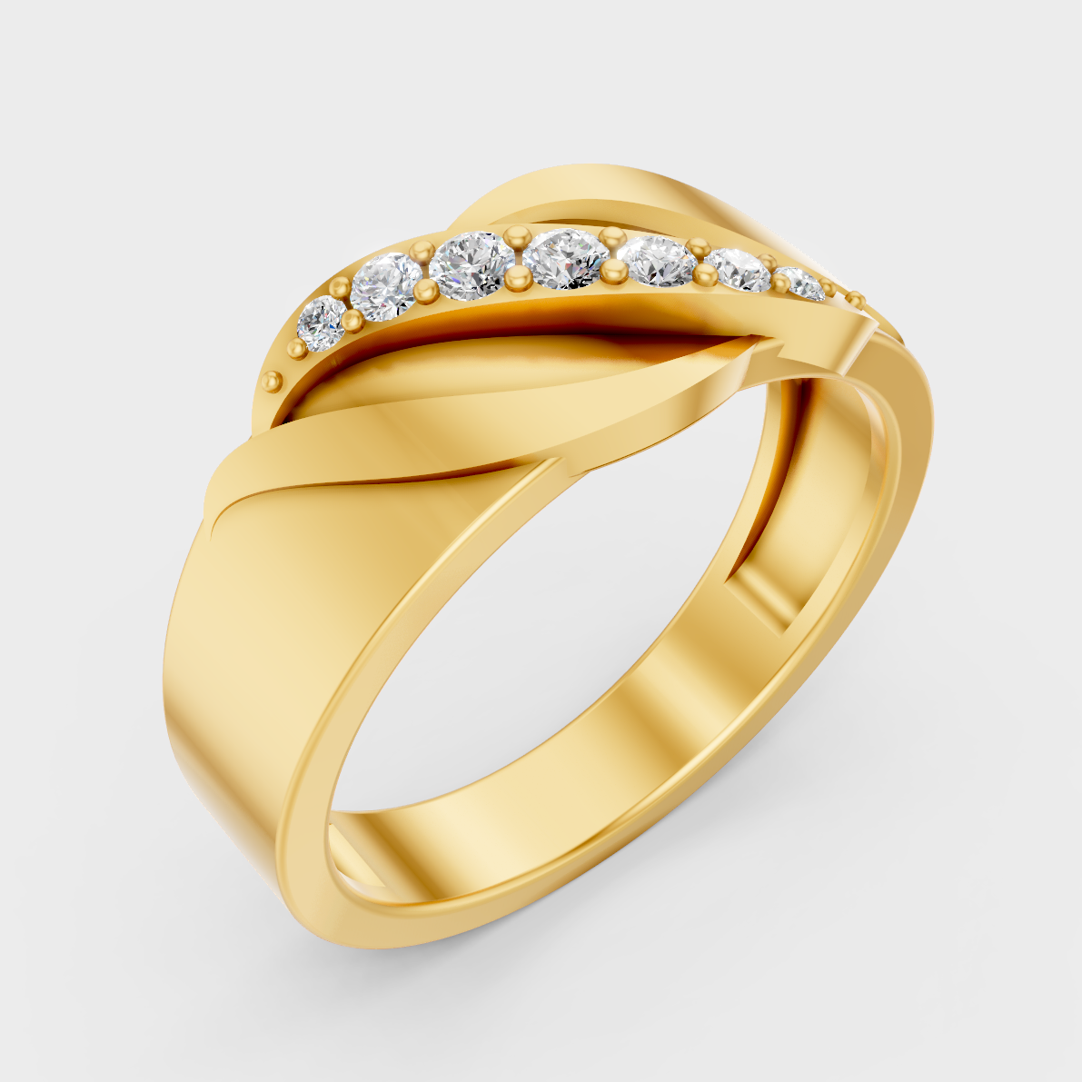 9K Yellow Gold Round-Shaped Lab-Grown Diamond Men’s Ring For Ethical Luxury
