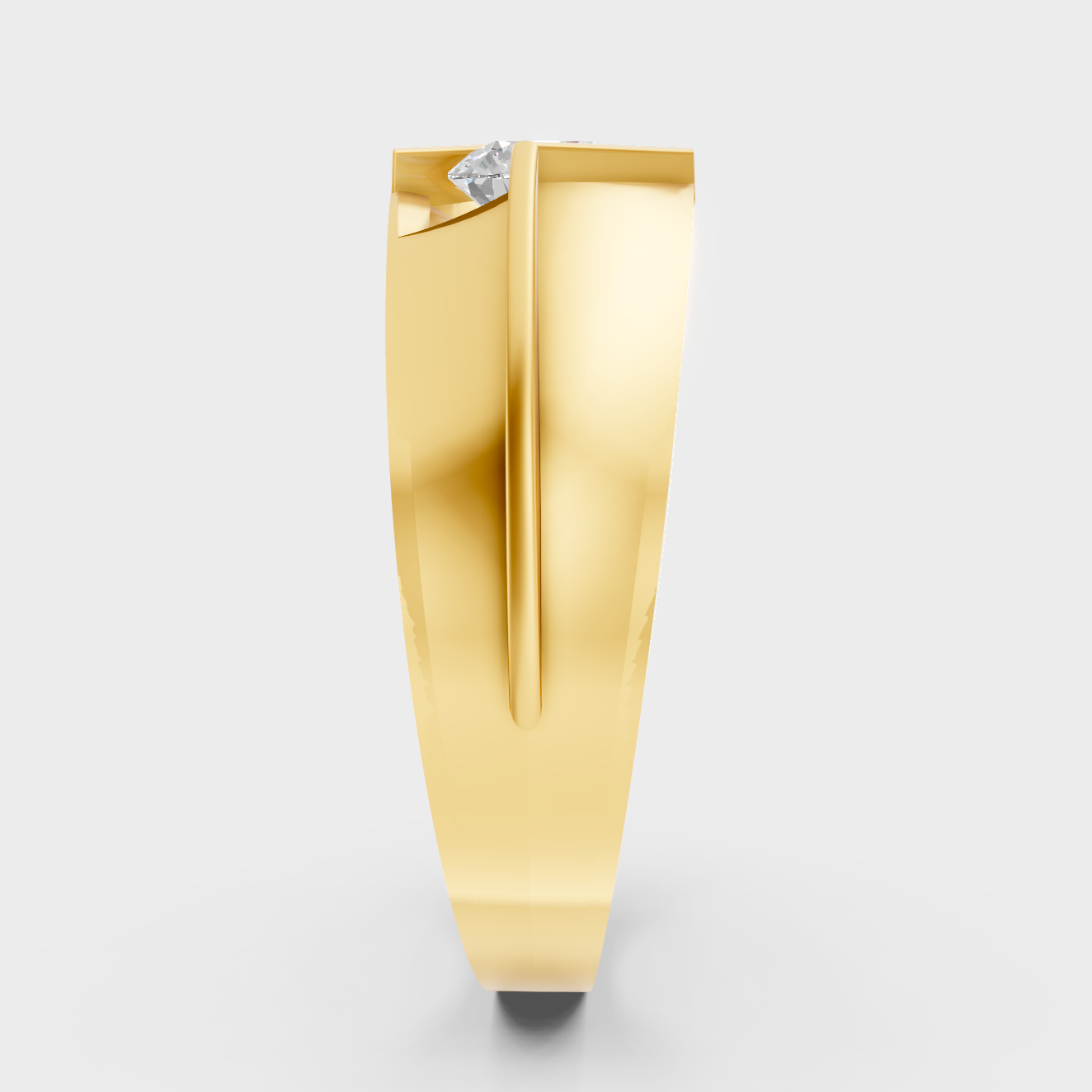 Yellow Gold Round Diamond Mens Ring Luxury Gift