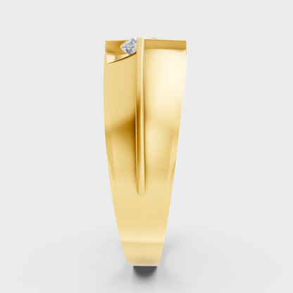 Yellow Gold Round Diamond Mens Ring Luxury Gift