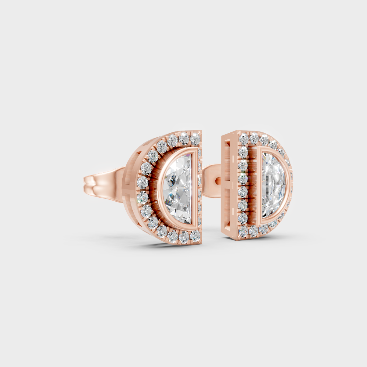 Sleek 14K Rose Gold Studs Featuring Certified 0.32 Carat Each Mixed-Cut Lab Diamonds