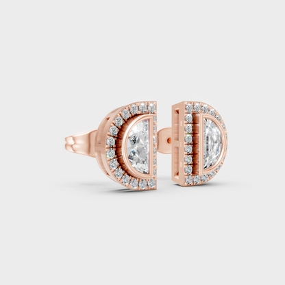 Sleek 14K Rose Gold Studs Featuring Certified 0.32 Carat Each Mixed-Cut Lab Diamonds