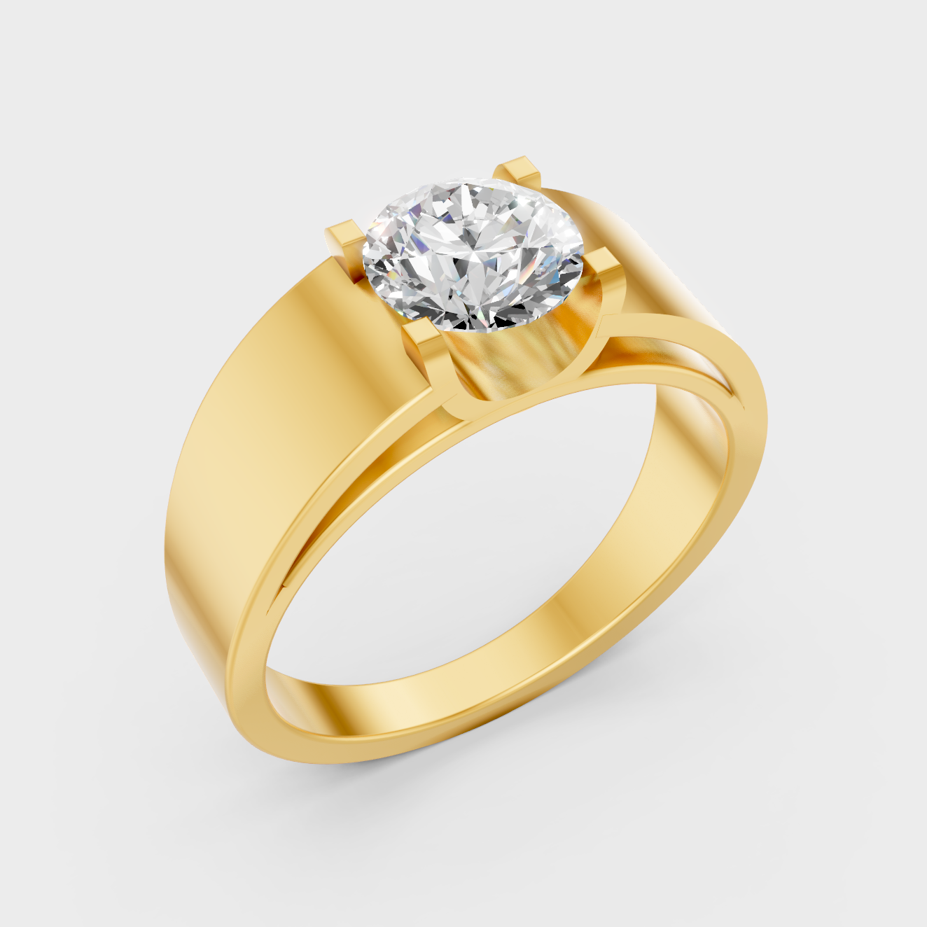 9K Yellow Gold Round-Shaped Lab-Grown Diamond Men’s Ring For Ethical Luxury