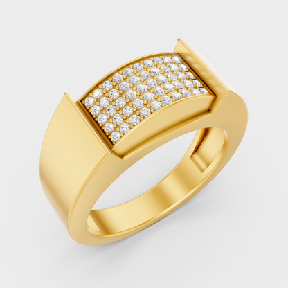 9K Yellow Gold Round-Shaped Lab-Grown Diamond Men’s Ring For Ethical Luxury
