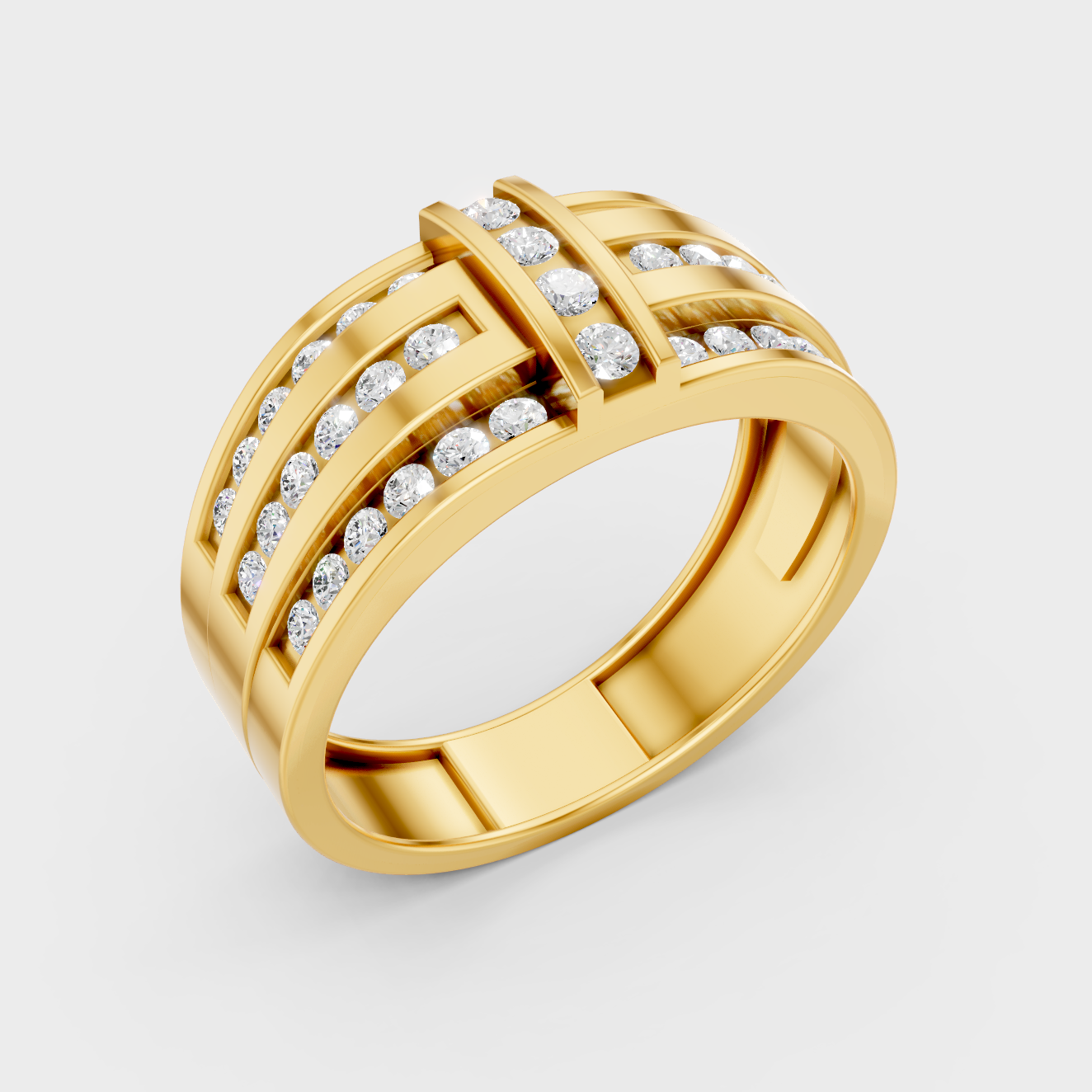 9K Yellow Gold Round-Shaped Lab-Grown Diamond Men’s Ring With Clean Design