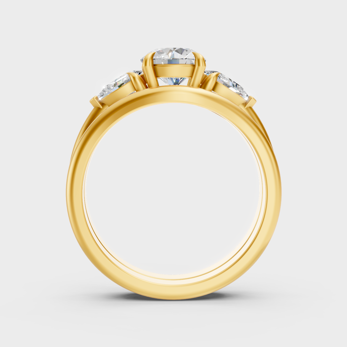 Hallmarked 18K Yellow Gold Set With Round Lab-Grown Diamond Detail