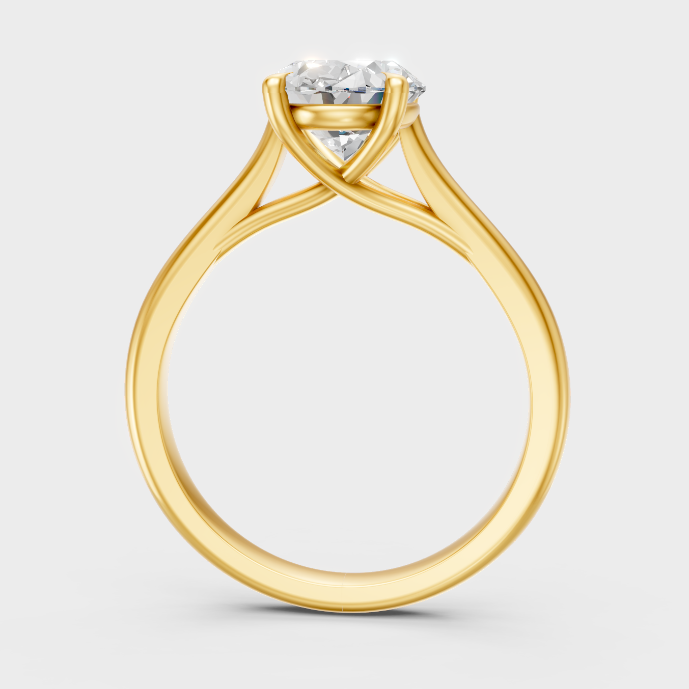 Radiant Yellow Gold Ring With Hallmarked 1.67Ct Oval-Cut Lab-Grown Diamond
