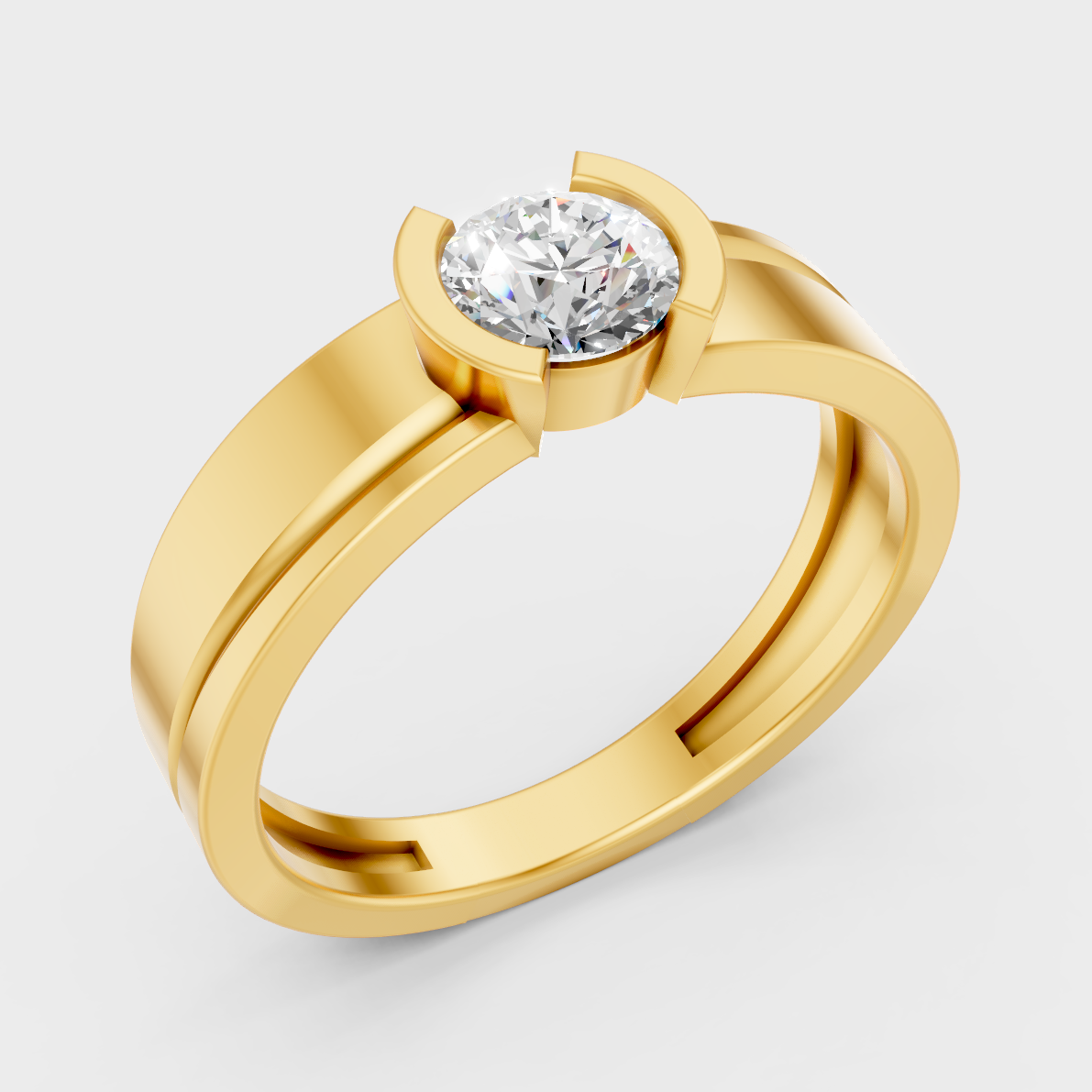  9K Yellow Gold Round-Shaped Lab-Grown Diamond Men’s Ring For Ethical Luxury