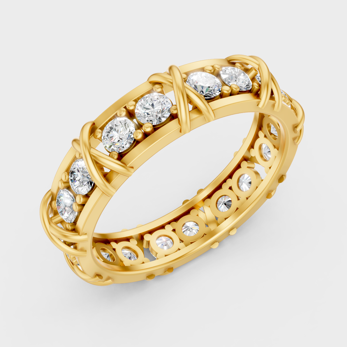 Radiant Yellow Gold Men’s Statement Band With Certified 1.17Ct Round Solitaire