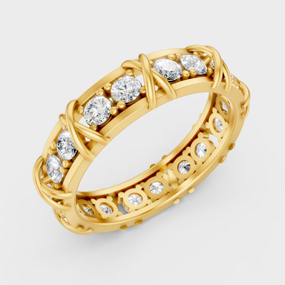 Radiant Yellow Gold Men’s Statement Band With Certified 1.17Ct Round Solitaire