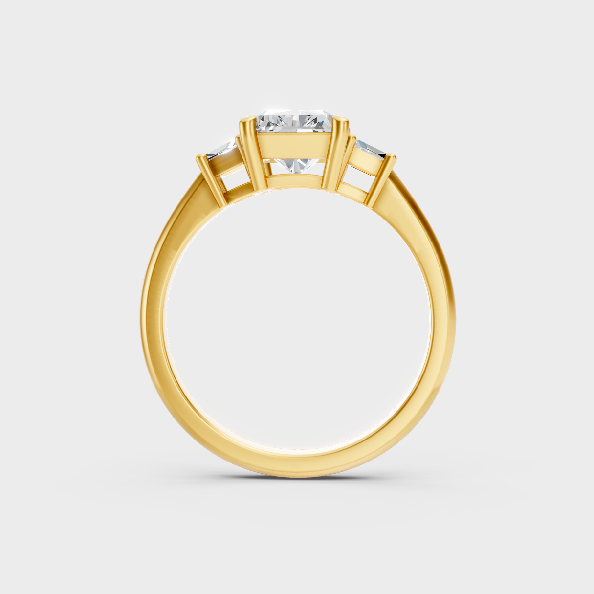 Hallmarked 14K  Gold Ring With Radiant And Trapezoid Diamond Detail