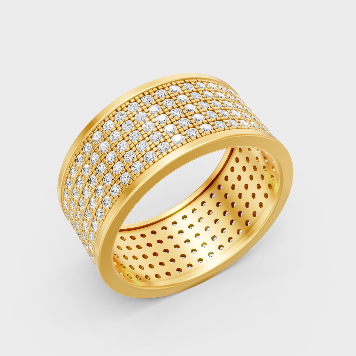 Yellow Gold Men’s Round Lab Diamond Band For Refined Brilliance.