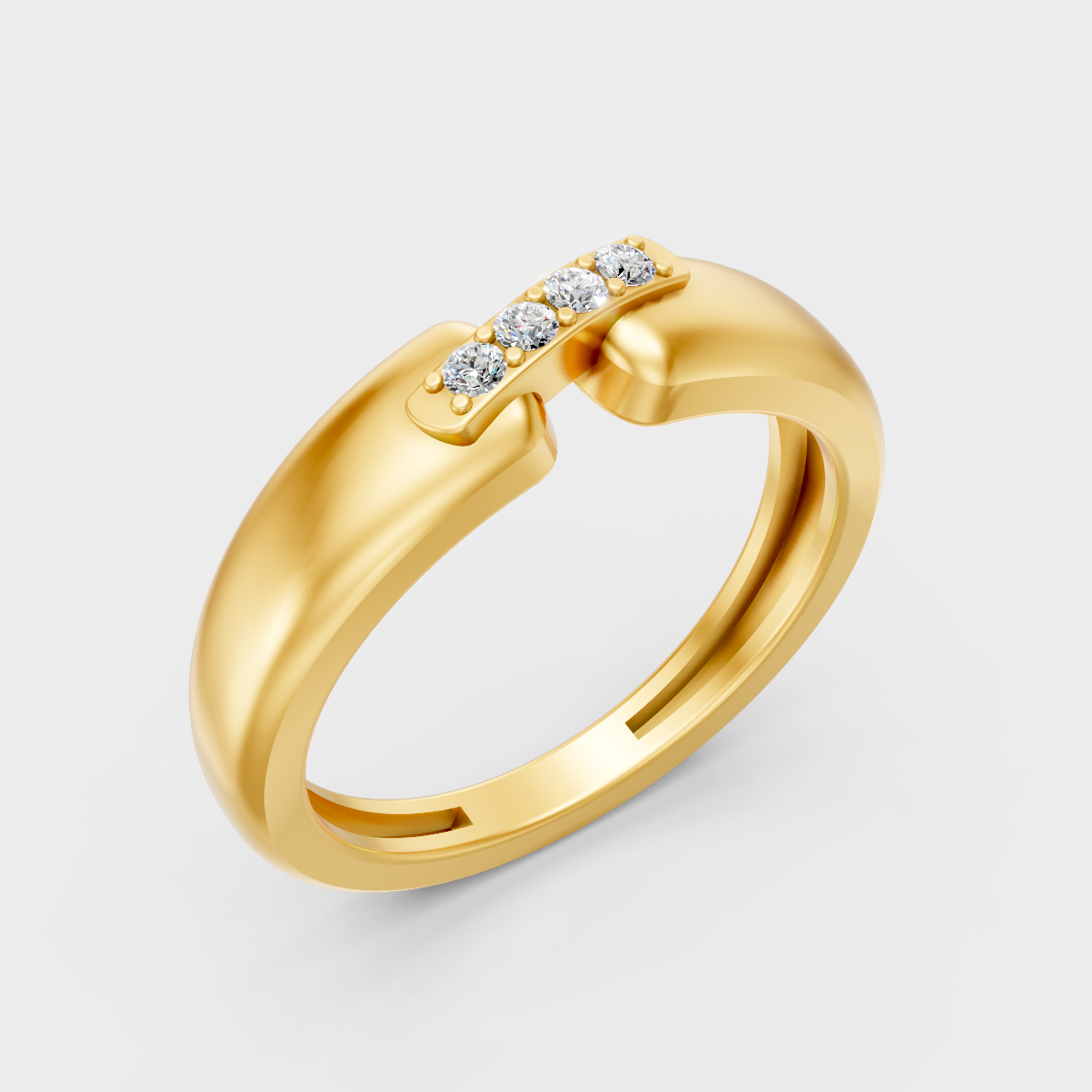 9K Yellow Gold Round-Shaped Lab-Grown Diamond Men’s Ring For Ethical Luxury