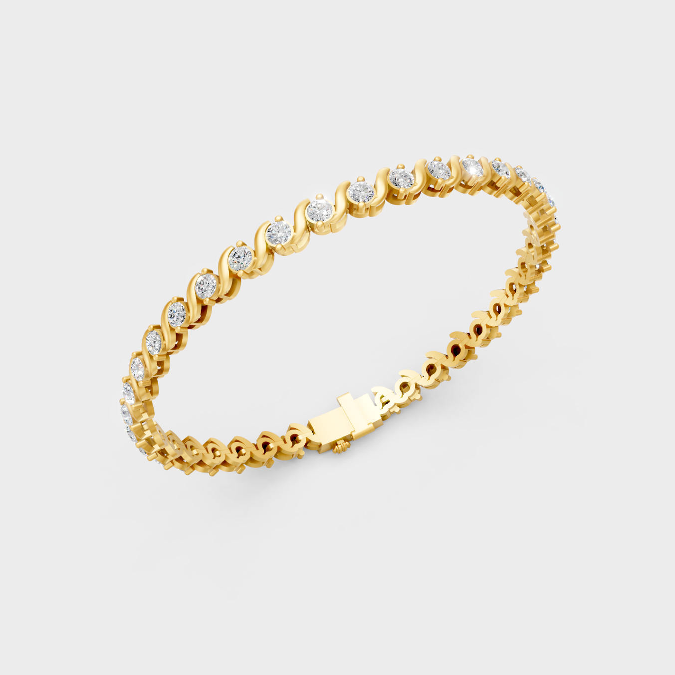 Luxury Round Diamond Tennis Bracelet Yellow Gold Jewelry