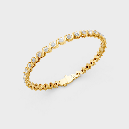 Luxury Round Diamond Tennis Bracelet Yellow Gold Jewelry