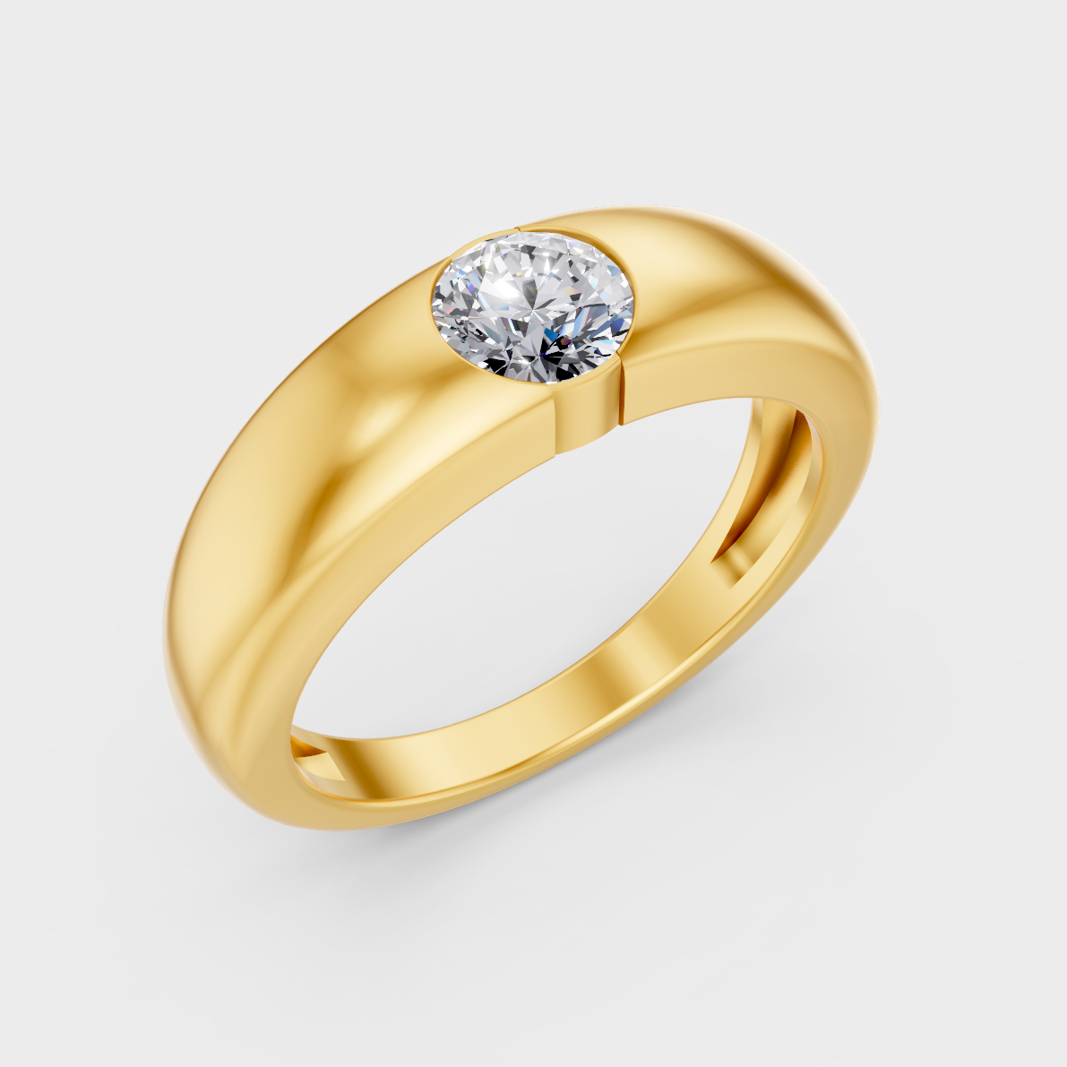 9K Yellow Gold Round-Shaped Lab-Grown Diamond Men’s Ring For Ethical Luxury
