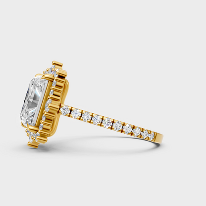 9K Yellow Gold Radiant-Shaped Lab-Grown Diamond Ring For Sophisticated Ethical Luxury