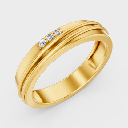 9K Yellow Gold Round-Shaped Lab-Grown Diamond Men’s Ring For Ethical Luxury