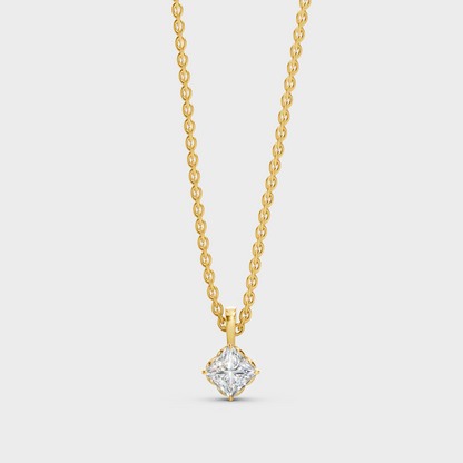 Igi Certified Princess-Cut Lab-Grown Diamond Pendant With Chain In 18K Yellow Gold