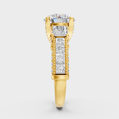 Yellow Gold Round Princess Statement Ring Luxury Jewelry