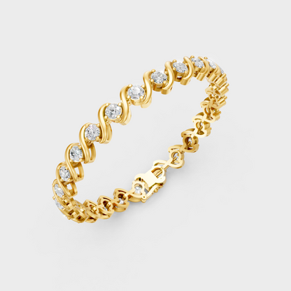 Elegant Round Cut Diamond Bracelet Yellow Gold