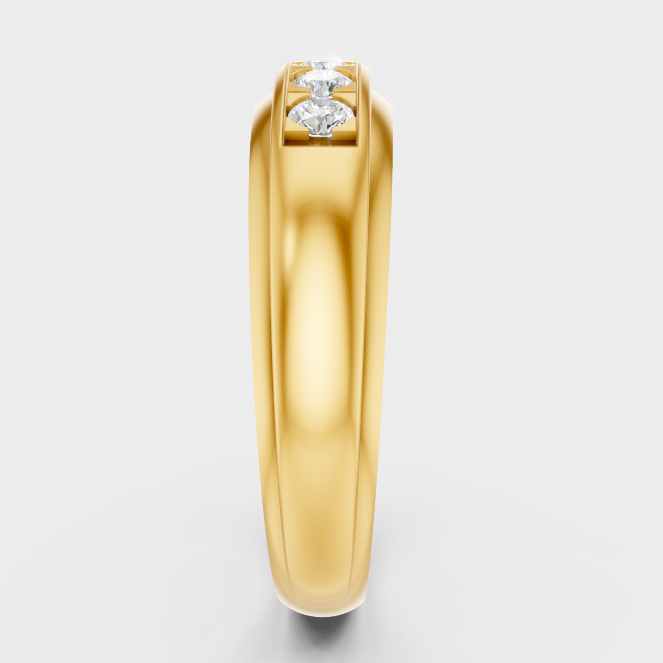 Elegant Mens Diamond Ring In Yellow Gold