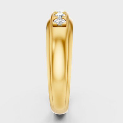 Elegant Mens Diamond Ring In Yellow Gold